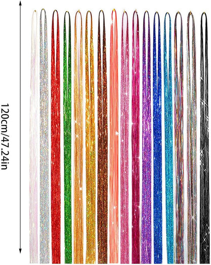 Kit Con Fili Luminosi Per Capelli Ragazze | Set Brillante Per Decorazioni Capelli,Accessori Cosplay Con Glitter Resistente Al Calore E Attrezzi Per Natale Halloween Matrimoni Compleanni E Uso Quotidia