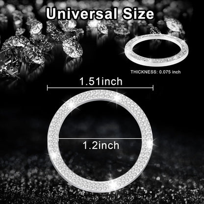 LivTee 2 PCS Crystal Double Rhinestone Car Engine Start Stop Decoration Ring, Bling Car Interior Accessories for Women, Push to Start Button Cover Sticker, Automotive Decals, White