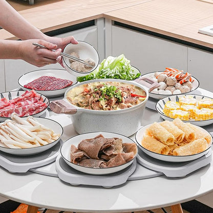 Turntable for Dining Table, 360 Degree Rotation Round Serving Plate Tabletop Rotating Tray, Silent & Smooth Spin, Expandable Large Capacity Kitchen Turntable for Dining, Parties