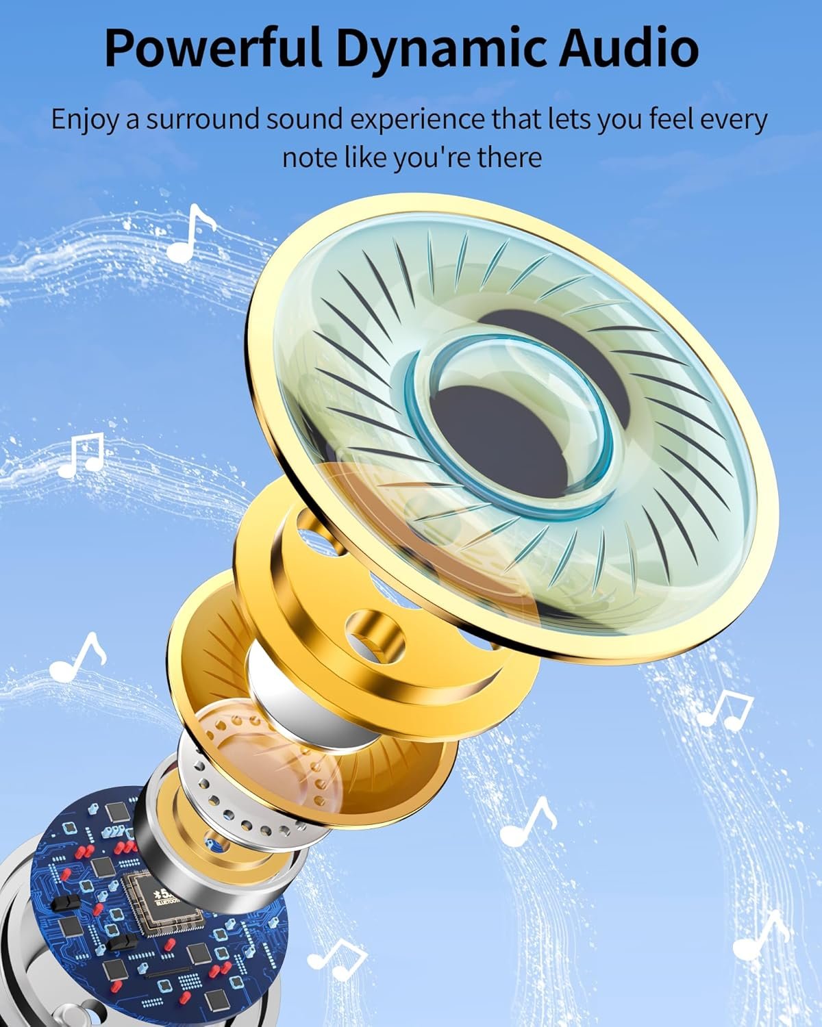 Ear Buds 80hrs Playtime Wireless Earbuds Bluetooth Headphones Wireless Charging Digital Display Sports Earbuds with Earhook Deep Bass IPX7 Waterproof Over-Ear Earphones for TV Phone Laptop Pearl Gray