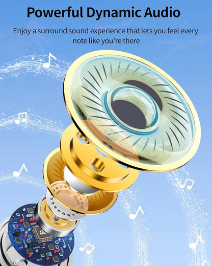 Ear Buds 80hrs Playtime Wireless Earbuds Bluetooth Headphones Wireless Charging Digital Display Sports Earbuds with Earhook Deep Bass IPX7 Waterproof Over-Ear Earphones for TV Phone Laptop Pearl Gray
