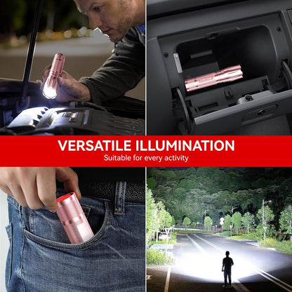 LETMY Tactical Flashlight S2000-2 Pack Bright Military Grade LED Flashlights High Lumens - Portable Handheld Flash Light, 5 Modes Zoomable Waterproof Flashlights for Home Emergency Camping- Pink