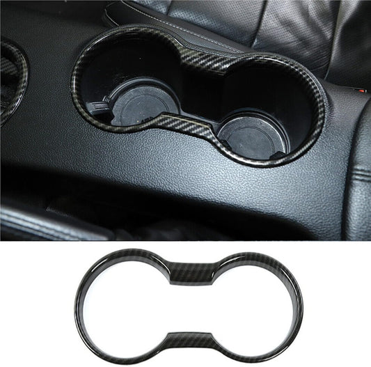 KDFUHRUI Car Water Cup Holder Decoration for Ford Mustang Accessories 2015-2021, Mustang Interior Accessories ï¼Œ Carbon Fiber (Black Carbon Fiber)