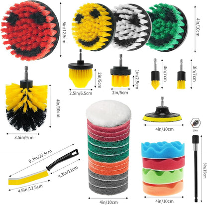 32 Pack Drill Brush Attachments for Cleaning, Crevice Cleaning Brush for Home, Bathroom, Car, Kitchen, Tight Corners, Stubborn Stains, Efficient Grime Removal, Ideal for Hard-to-Reach Areas