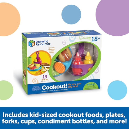 Learning Resources New Sprouts Cookout! Barbecue Set, Pretend Play Food, Toddler Outdoor Toys, 19 Pieces, Ages 18 mos+