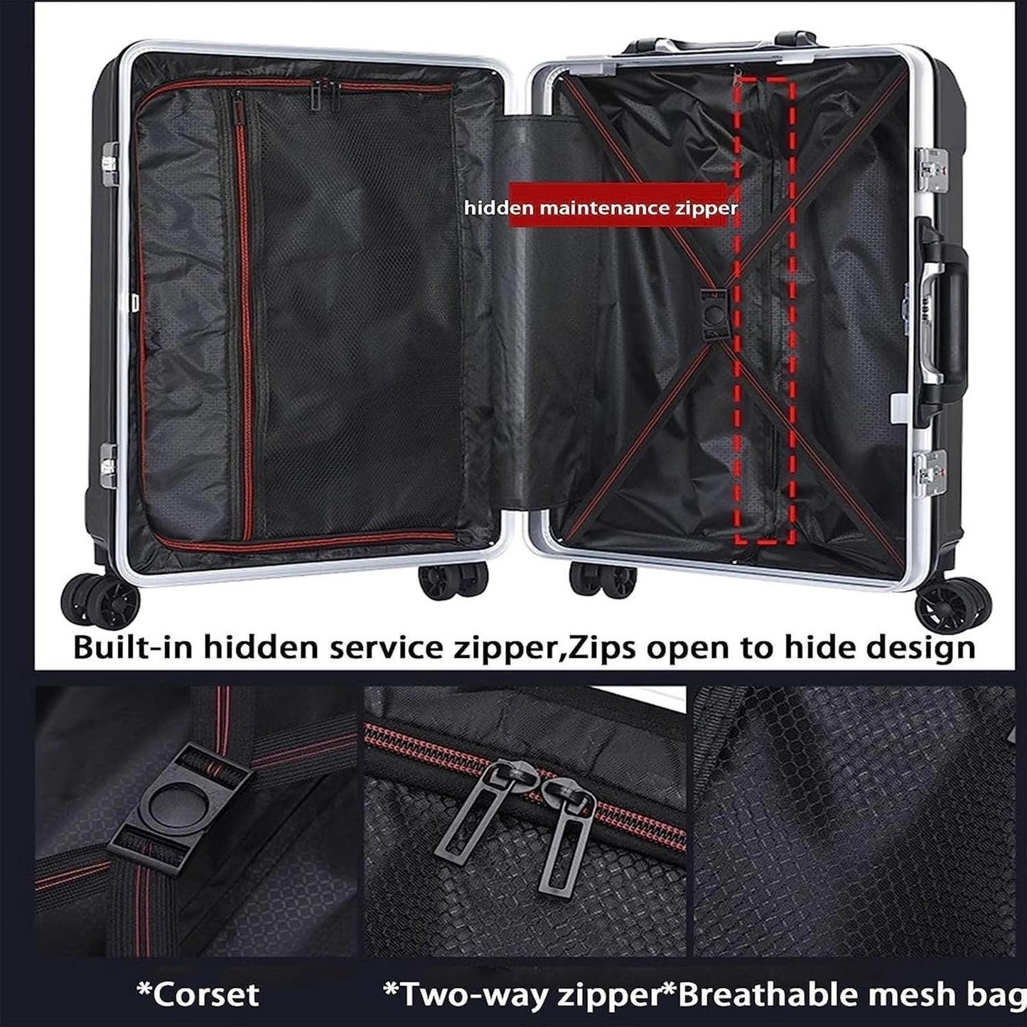 ASerZenith Valigia a mano Porta di ricarica per bagagli Valigie Lucchetto a combinazione con ruote universali Valigie a mano sicure Bagagli a mano (G 22 pollici)