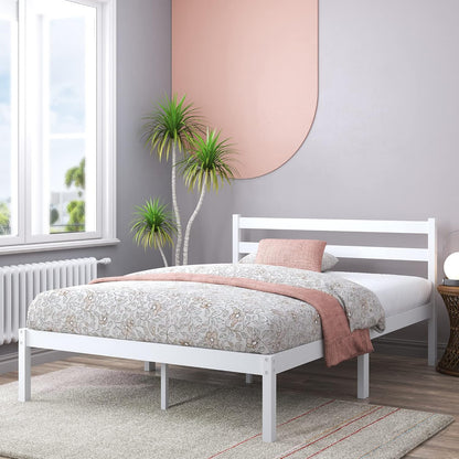 Zinus Bamboo King Single Bed Frame Wooden Bed White | Timber Slats, Strong Solid Wood, Mattress Base | 5Yrs Warranty | Bedroom Furniture with Storage Space