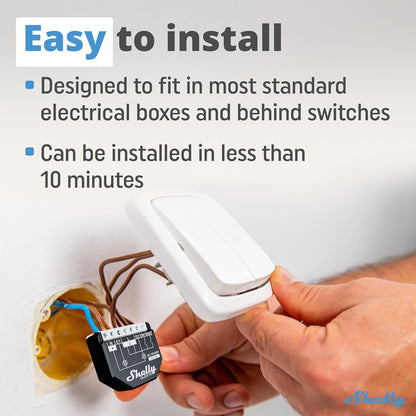 Shelly Qubino Wave 2PM | Z-Wave Smart Switch Relay, 2 Channel 16 A with Current Measurement | Home Automation | Z-Wave Gateway | Low Power Consumption | Repeater Extended Mains | High Compatibility