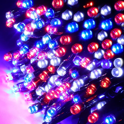 HOME LIGHTING 200 LED 66FT Fairy String Lights, July 4th Patriotic Light with 8 Lighting Modes, Mini Lights Plug in for Indoor Outdoor Independence Day Tree Holiday Party Decor, Red & Blue & White