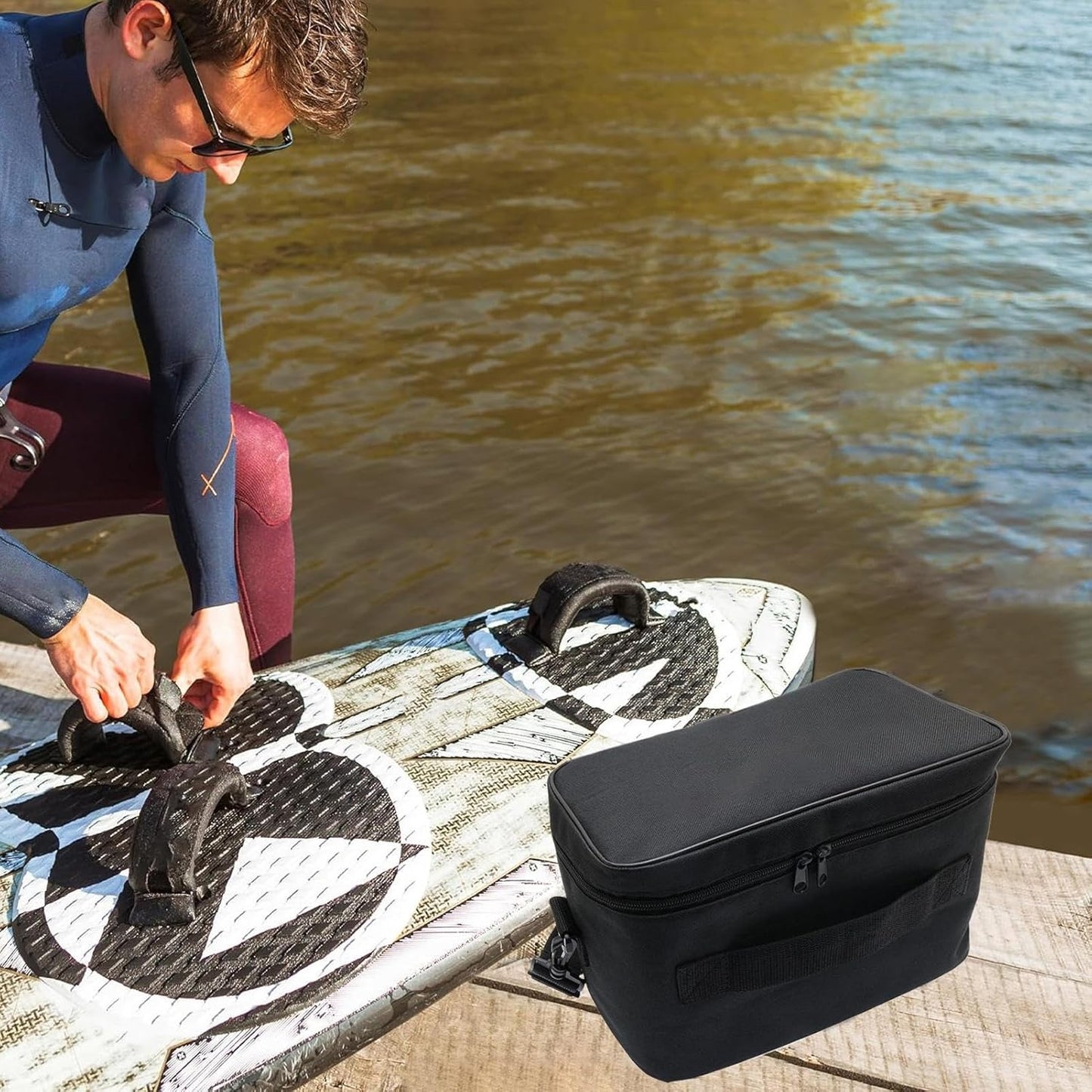 Generico Paddle Board Pump Bag, Electric Air Pump Travel Backpack, Large Capacity Portable Storage Organizer, Adjustable Shoulder Strap Gear Holder for Outdoors, Beach, Paddleboarding, Camping