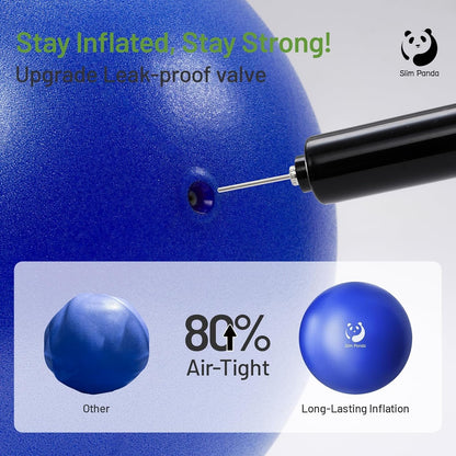 Slim Panda Pilates Ball 9 Inch with Air Pump, Non-Slip Small Exercise Ball for Yoga, Core Workouts, Strength Training & Home Gym