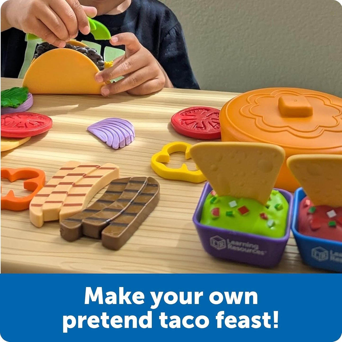 Learning Resources New Sprouts Taco Night!, 28 Pieces, Ages 18 Months+, Play Food for Kids Kicthens, Grocery Store Pretend Play, Play Kitchen Accessories