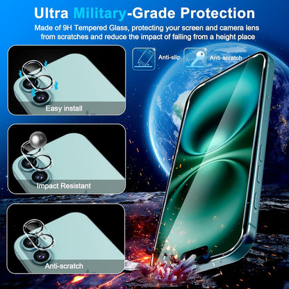 letosan [3+3 Pack] Screen Protector for iPhone 16 6.1-Inch, 9H Tempered Glass, HD Clear Case Friendly for iPhone 16 Glass Screen Protector