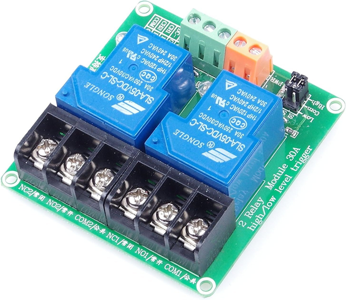 KNACRO 2-Channel 5V Relay Module High Low Level Triggering Optocoupler Isolation Load 30A DC 30V AC 250V for PLC Automation Control, Industrial System Control, Arduino