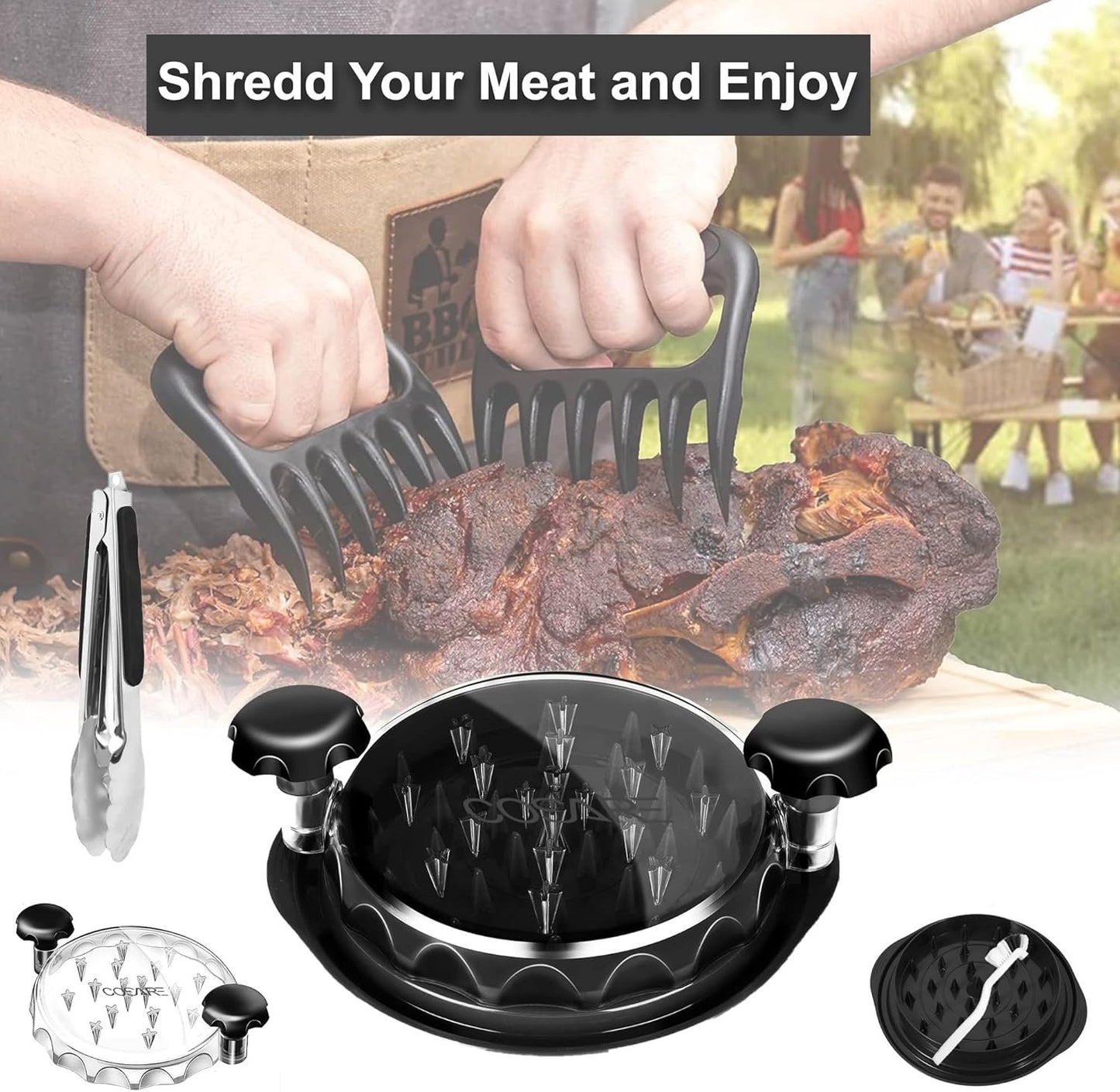 Premium Chicken Shredder – Effortless Shredding Tool for Tender, Shredded Chicken, Pulled Pork, Meat, and More – Easy-to-Use Manual Shredder for Fast Meal Prep, Black