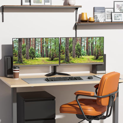 WALI Dual Monitor Stand, Free Standing Desk Mount for 2 Monitors up to 27 inch, 22 lbs. Weight Capacity per Arm, Fully Adjustable with Max VESA 100x100mm (MF002), Black…