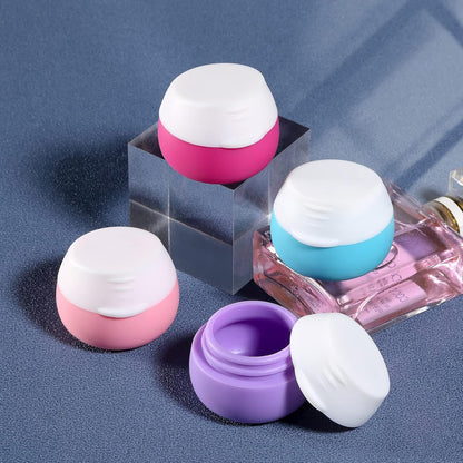 Travel Containers for Toiletries, Gemice Silicone Cream Jars, TSA Approved Travel Size Containers Leak-Proof Travel Accessories with Lid for Cosmetic Makeup Face Body Hand Cream (4 Pieces)