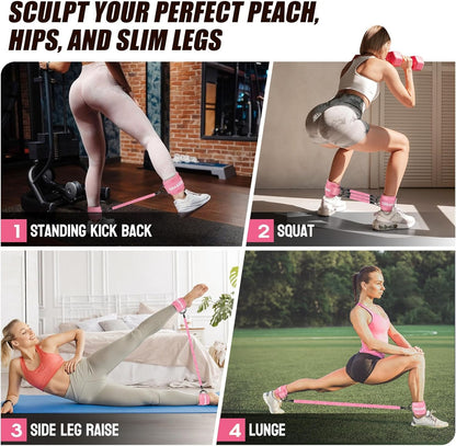 Resistance Bands with Ankle Straps, Ankle Weights Bands for Working Out, Exercise Bands for Women Leg and Glute, Booty Workout Equipment for Kickbacks, Butt and Hip Training
