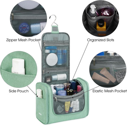 Large Hanging Toiletry Bag for Men and Women Travel Makeup Bag Organizer Portable Waterproof Bathroom Shower Bag Lightweight Shaving Bag (Green)