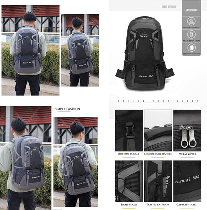 XCJump 60L Hiking Backpack Water Resistant Outdoor Sports Travel Daypack Bag Lightweight Bag For Women Men Mountaineering Camping Tourism