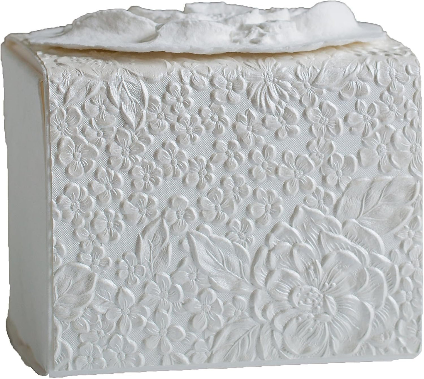 The Favorite Place® Burial Urn Box, (Small Flower at Peace Box), Biodegradable for Ground Burial, Scattering Cremated Ashes in Earth Friendly Eco Urn, (Small, Pearl White)