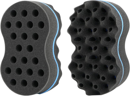 Beauty7 Double Side Two in One Magic Twist Hair Sponge Magic Hair Twist Sponges Afro Braid Style Hair Sponge Brush Natural Hair Sponge Barber Styling Comb Locking Afro Coil Comb Care Hair Styling Tool