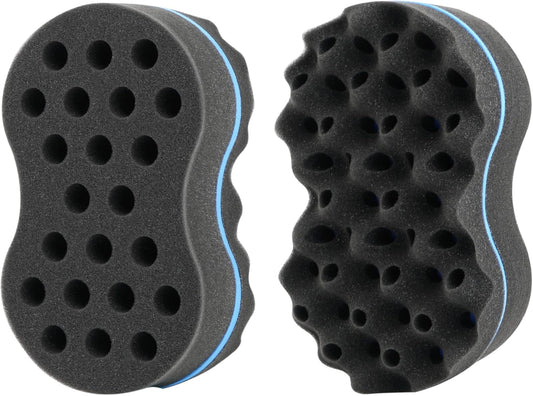 Beauty7 Double Side Two in One Magic Twist Hair Sponge Magic Hair Twist Sponges Afro Braid Style Hair Sponge Brush Natural Hair Sponge Barber Styling Comb Locking Afro Coil Comb Care Hair Styling Tool