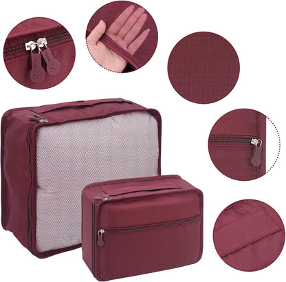 ShawFly Suitcase Organizer Packing Cubes, 7 Pieces Travel Cubes for Suitcase Lightweight Luggage Packing Organizer Essential Travel Bags for Travel Accessories (Burgundy)