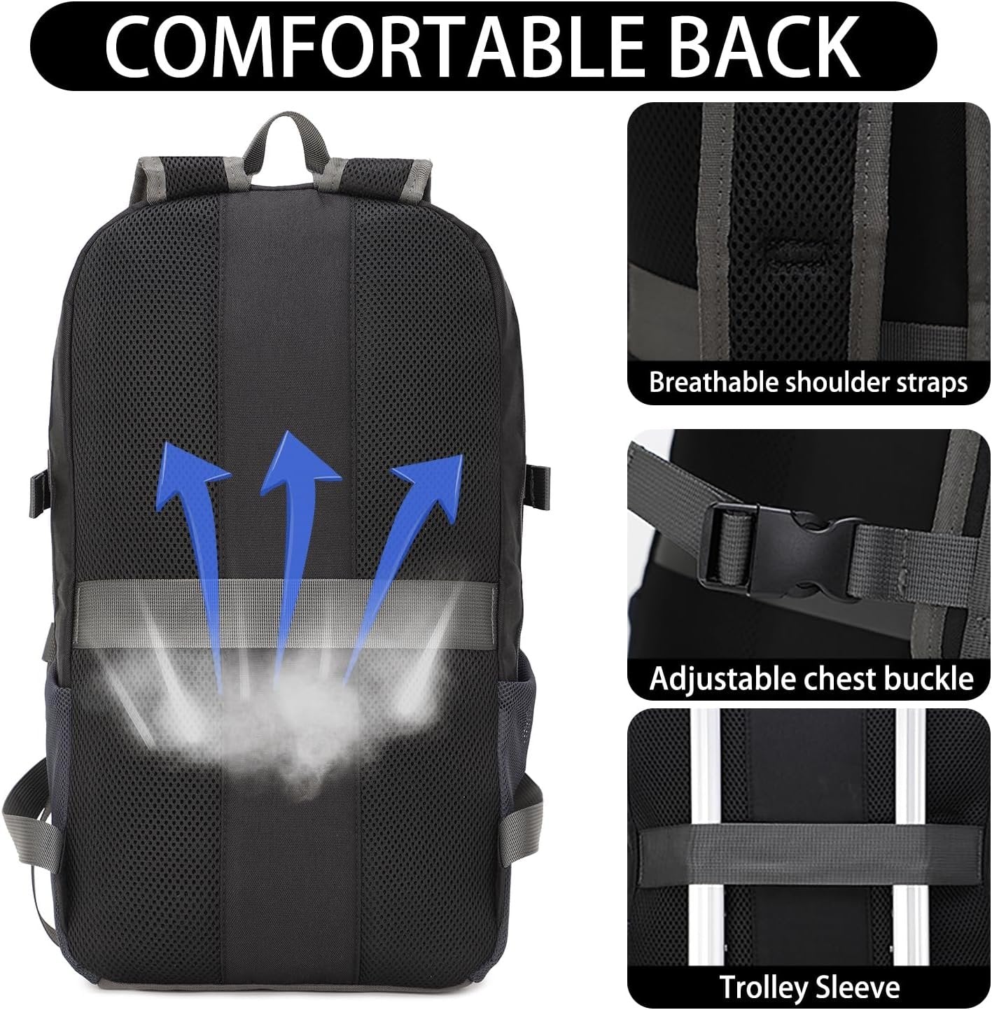 BESMART Travel Laptop Backpack for Women in 3 Size,TSA Fridendly Backpack fits 13.5/15.6/17.3 inch Laptop with USB Charging Port, Lightweight College Backpack for Hiking/Sport/Outdoor