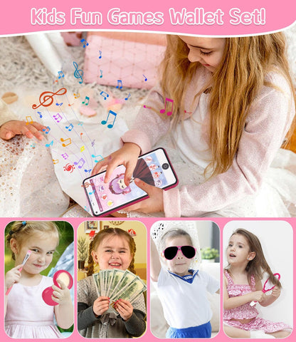 Zaxiva 32 Pieces Girl Bag Toy Accessories with Fake Makeup, Wallet, Phone with Light and Music – Christmas Gifts for Games 3 Years