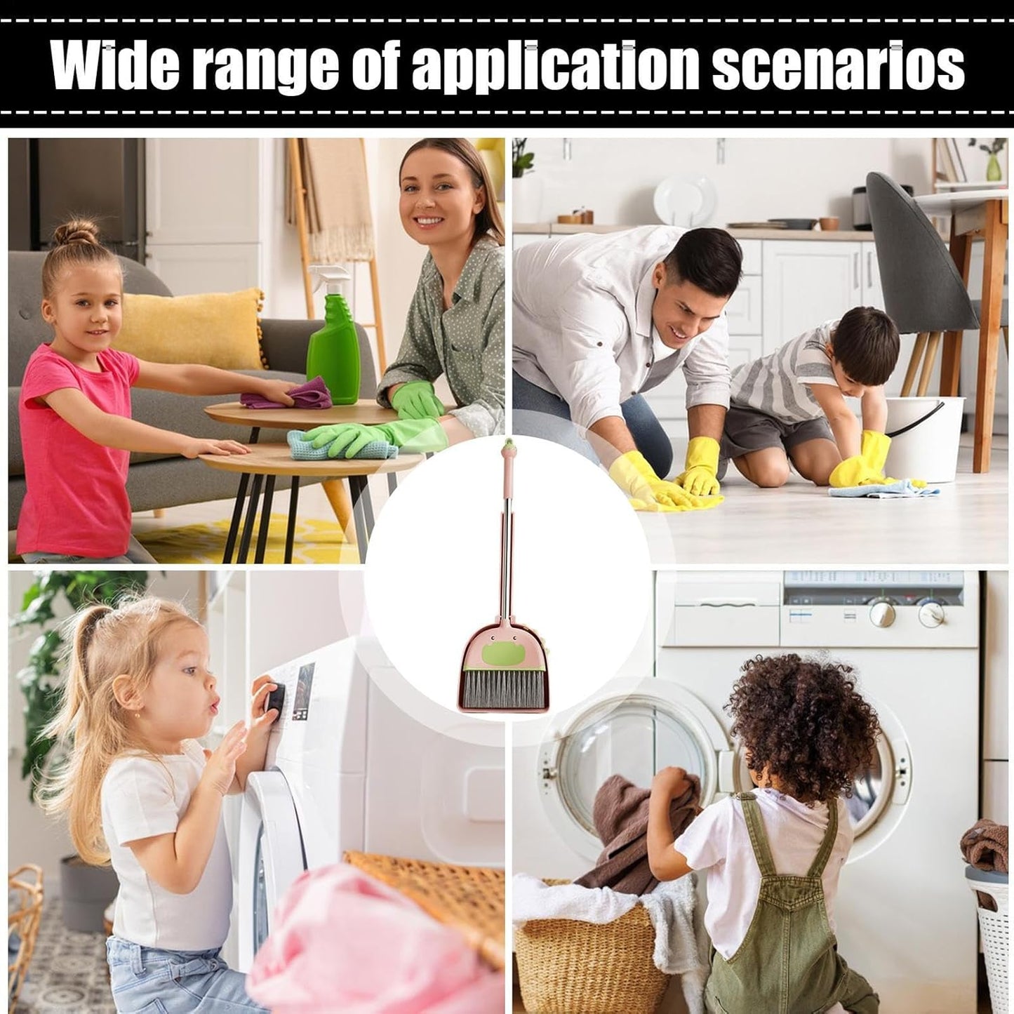 Kids Broom, Dustpan Set, Learning Toy, Sturdy Stainless Steel Handle, Lightweight PP Design, Fun Educational Cleaning Activity, Ideale per Preschool Boys and Girls