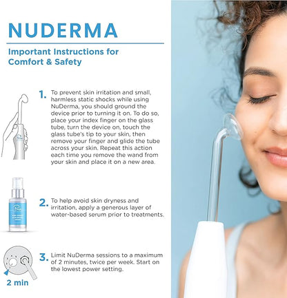 NuDerma Handheld Skin Therapy Wand Machine w/Neon – Anti-Aging - Skin Tightening - Wrinkle Reducing - Dark Circles – Clarifying - Hair & Scalp Stimulator