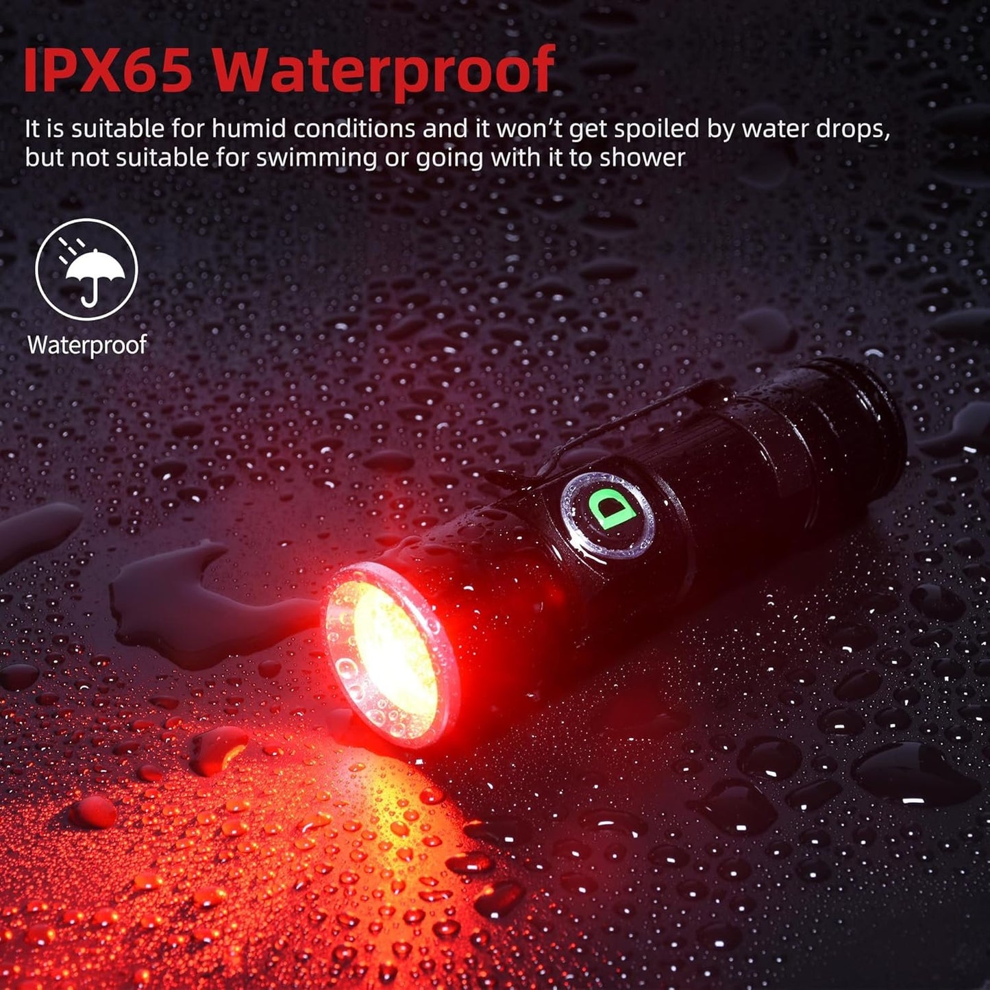 DARKDAWN Red Light Torch, LED Red Light Tactical Hunting Torch with Rechargeable USB, Portable Torch with Pocket Clip, Focus Adjustable, for Hunting Detector Astrophotography