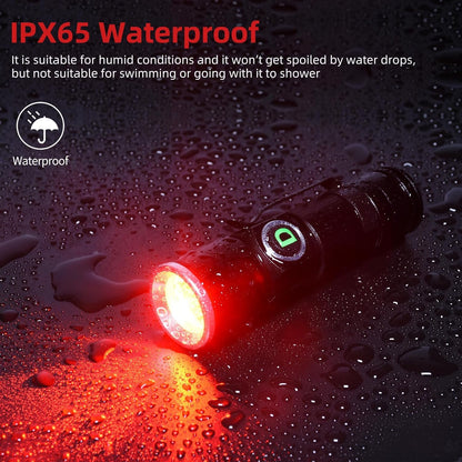 DARKDAWN Red Light Torch, LED Red Light Tactical Hunting Torch with Rechargeable USB, Portable Torch with Pocket Clip, Focus Adjustable, for Hunting Detector Astrophotography
