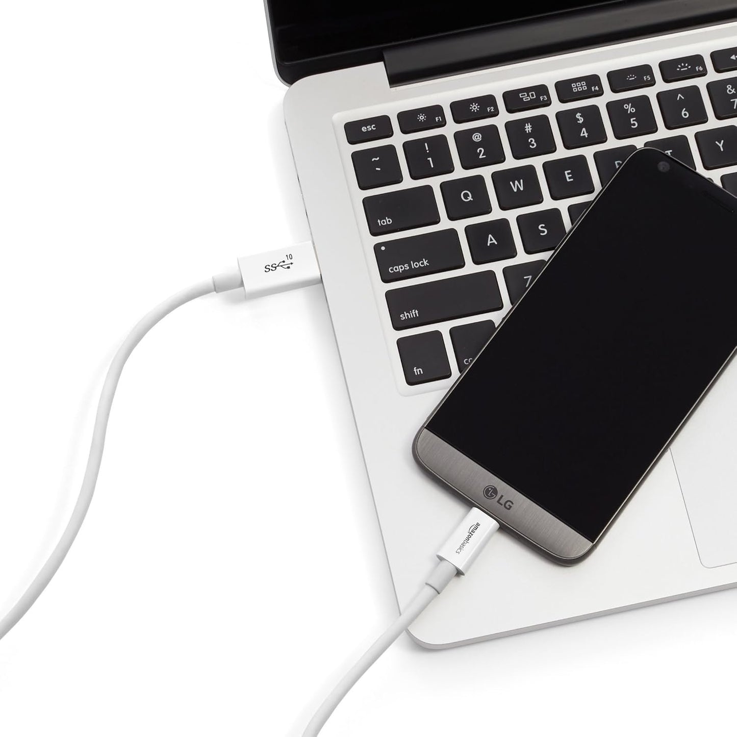 Amazon Basics USB-C to USB-A 3.1 Gen 2 Adapter Fast Charging Cable, 10Gbps High-Speed, 0.9 meters, White