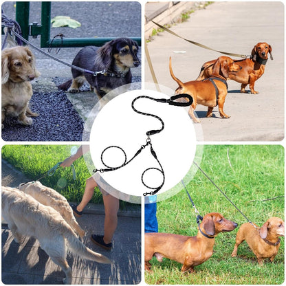 Double Dog Coupler, No Bungee Design, Heavy Duty Pet Lead, Comfortable dog handle, Shock Absorbing Walking Gear, Adjustable Outdoor Accessory for on Travel or Walks