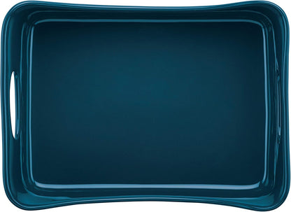 Rachael Ray Solid Glaze Ceramics Bakeware/Lasagna Pan/Baker, Rectangle - 9 Inch x 12 Inch, Marine Blue