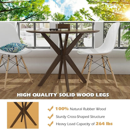 Giantex 36 Inch Round Wood Dining Table, Farmhouse Kitchen Table with Intersecting Pedestal Base & Adjustable Foot Pads, Vintage Coffee Table W/Tabletop & Solid Wood Legs, Modern Side Table, Walnut