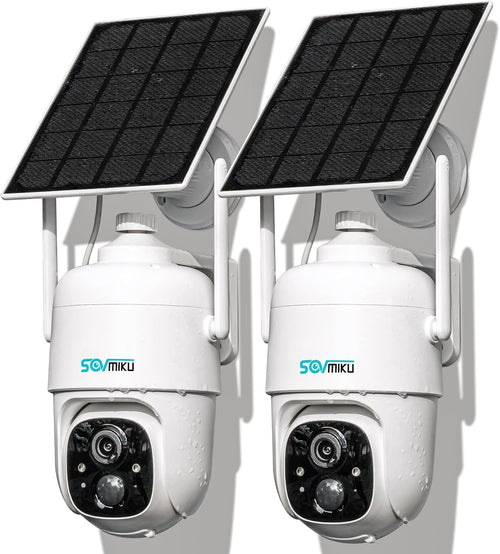 SOVMIKU 2CQ1 AI 2K Solar Security Camera Wireless Outdoor, Battery Powered,Two Way Audio,Motion Detection, 360° View,Easy to Setup,Color Night Vision,Audible Flashlight Siren,180 Days Exchange Policy