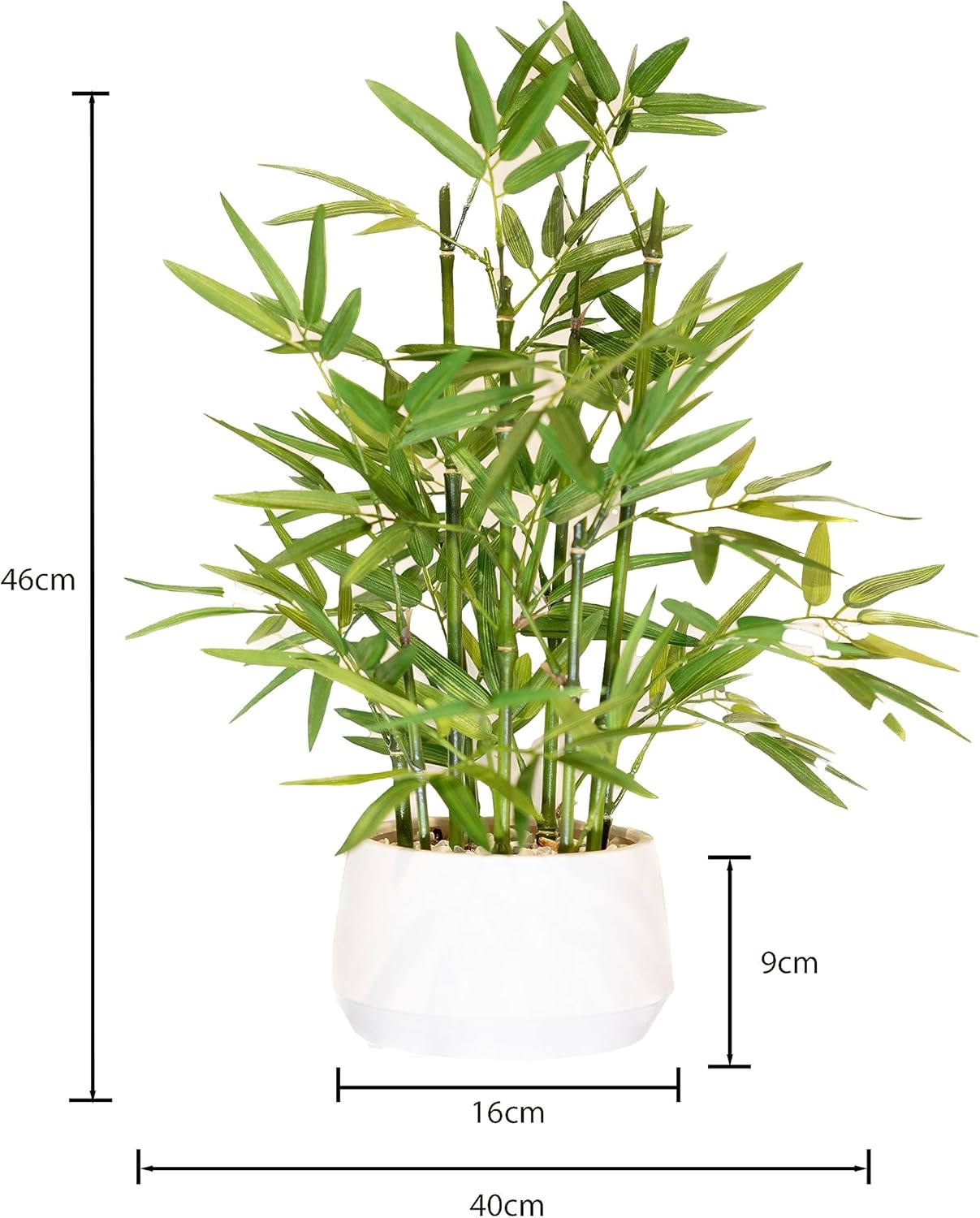 365 Blooming Decor 18" White Potted Faux Bamboo Plant- Luxury Artificial Bamboo Tree in White Pot for Home, Office, Kitchen, Counter Top, Indoor Decor, Money Tree, Lucky Bamboo Tree