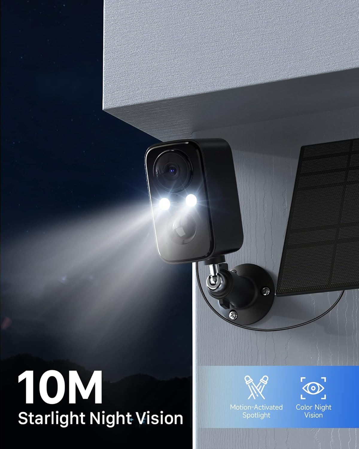 Security Cameras Wireless Outdoor: Cameras for Home Security WiFi Camera with Solar Panel Battery Powered Surveillance System Kit Motion Sensor Alarm Floodlight Night Vision IP66 Waterproof