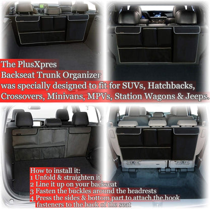 Car Backseat Trunk Organizer - Auto Hanging Seat Back Storage - Multipurpose Cargo Accessory - Space Saving Facilitator for SUV, Hatchback, Crossover, Minivan
