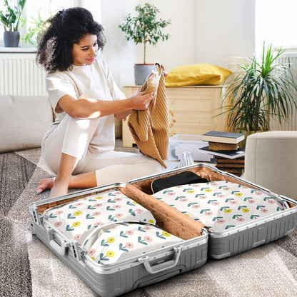 3 Set Packing Travel Organizer Rustic Flowers Cute Portable Closet Storage Compression Bags Bedroom Storage And Organization
