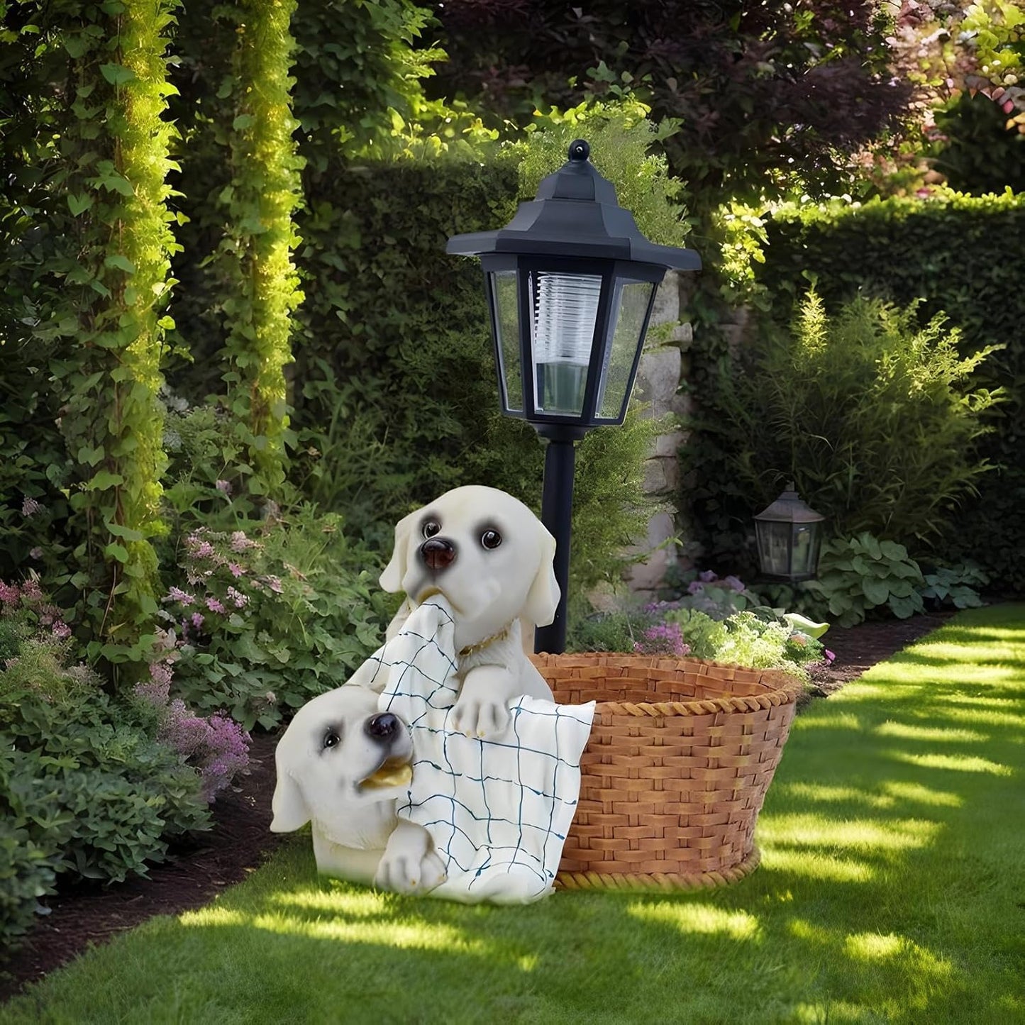 Solar-Powered Resin Animal Figurine – Weatherproof Garden Ornament with Integrated Lighting, Hand-Painted Decorative Statue | Enchanting Outdoor Sculpture for Patio, Lawn, Porch, Christmas Display