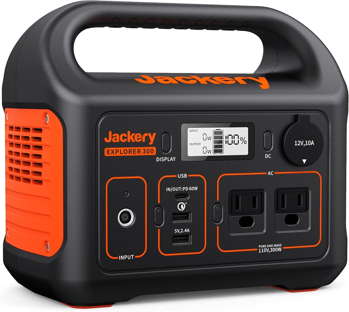 Jackery Portable Power Station Explorer 300, 293Wh Backup Lithium Battery, 110V/300W Pure Sine Wave AC Outlet, Solar Generator for Outdoors Camping Travel Hunting Blackout (Solar Panel Optional)