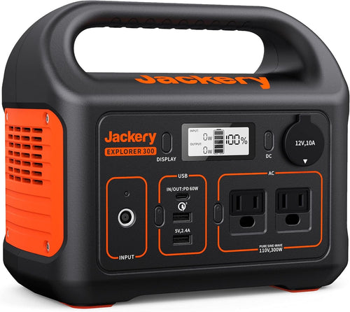 Jackery Portable Power Station Explorer 300, 293Wh Backup Lithium Battery, 110V/300W Pure Sine Wave AC Outlet, Solar Generator for Outdoors Camping Travel Hunting Blackout (Solar Panel Optional)