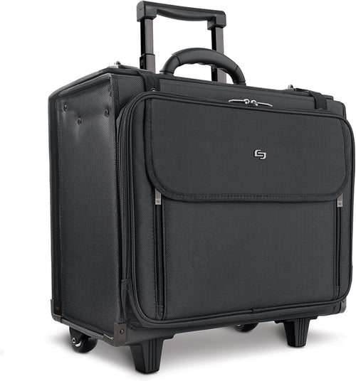 SOLO Morgan 17.3 Inch Rolling Laptop Catalog Case with Hanging File System, Black
