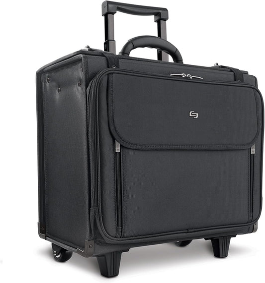 SOLO Morgan 17.3 Inch Rolling Laptop Catalog Case with Hanging File System, Black