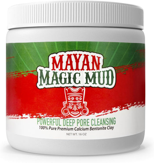 Mayan Magic Mud Powerful Deep Pore Cleansing Facial and Body Mask, 100% Pure Premium Calcium Bentonite Clay, Treats Acne Breakouts, Blackheads and Oily Skin, 453 g