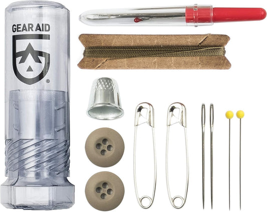 GEAR AID Sewing Kit with Heavy-Duty Needles and Thread for Outdoor Gear Repairs, 19-Piece